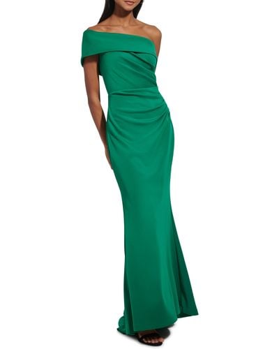 Eliza J Off The Shoulder Fit & Flare Gown - Green