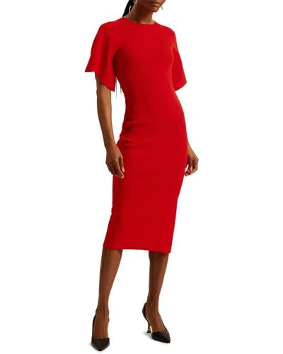 Ted Baker Raelea Rib Sweater Dress - Red
