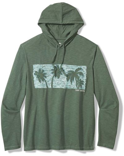Tommy Bahama Palm Tree Reflections Embroidered Organic Cotton Slub Jersey Hoodie - Green
