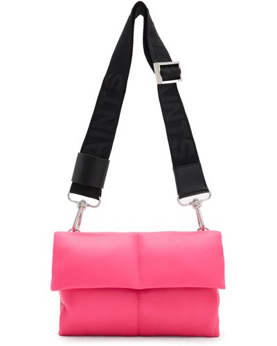 AllSaints Ezra Logo Strap Leather Crossbody Bag - Pink