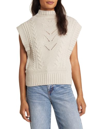 Wit & Wisdom Cable Stitch Mock Neck Sweater Vest - Blue