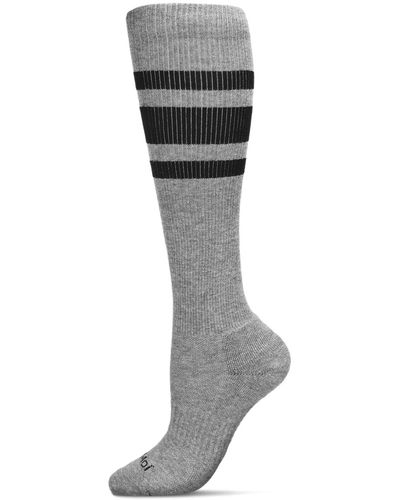 Memoi Stripe Performance Knee High Compression Socks - Gray