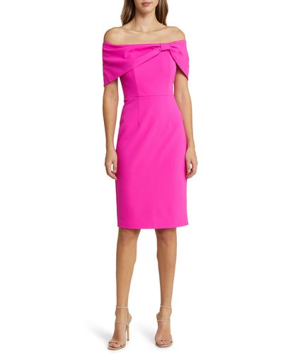 Vince Camuto Bow Collar Off The Shoulder Dress - Pink