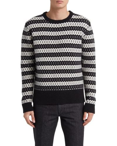BLK DNM Zigzag Stripe Wool Crewneck Sweater - Black