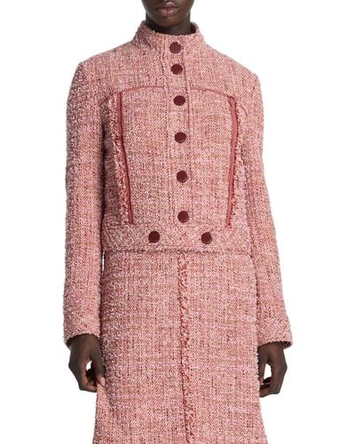 St. John Boxy Tweed Crop Jacket - Pink