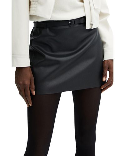 Mango Sati Faux Leather Miniskirt - Black