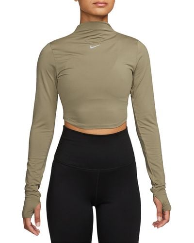 Nike Dri-fit One Luxe Mock Neck Crop Top - Green