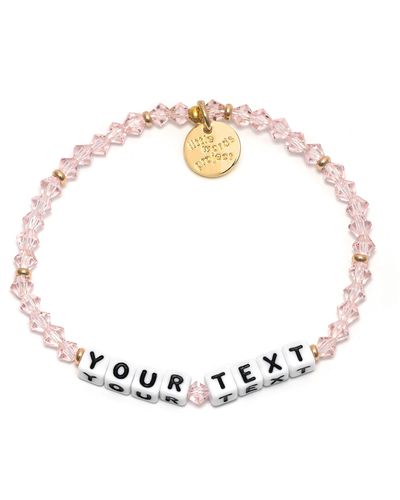 Little Words Project Rose Crystal Custom Beaded Stretch Bracelet - White
