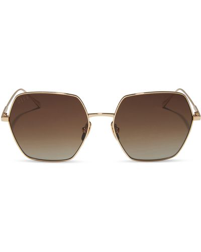 DIFF Harlowe 55mm Gradient Polarized Square Sunglasses - Brown
