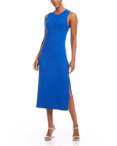 Karen Kane Sleeveless Rib Midi Dress - Blue