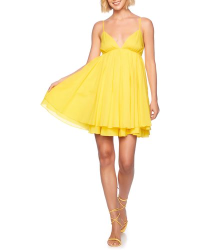 Susana Monaco Tiered Cotton Voile Minidress - Yellow