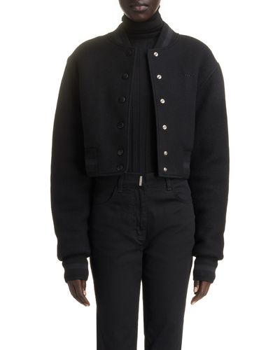 Givenchy Wool Crop Varsity Jacket - Black