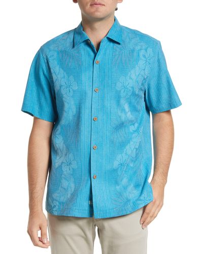 Men's Tommy Bahama Cream Army Black Knights Paradise Fly Ball Camp  Button-Up Shirt