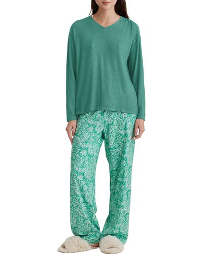 Papinelle Feather Soft Long Sleeve Pajamas - Green