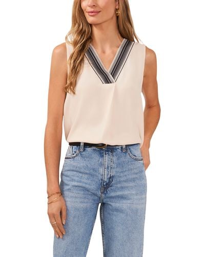 Vince Camuto Placed Print Sleeveless Top - Blue