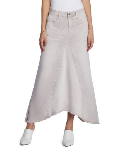 Wash Lab Denim Selma Pieced Asymmetric Denim Maxi Skirt - Gray