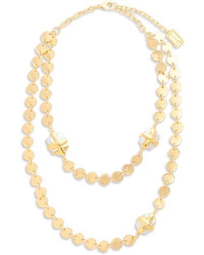 Karine Sultan Mini Coin & Pearl Layered Necklace - White