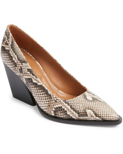 Atp Atelier Capena Snake Embossed Pointed Toe Pump - Brown