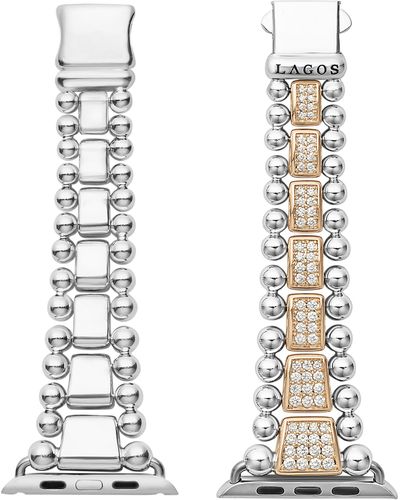 Lagos Smart Caviar Diamond Apple Watch Watchband - White