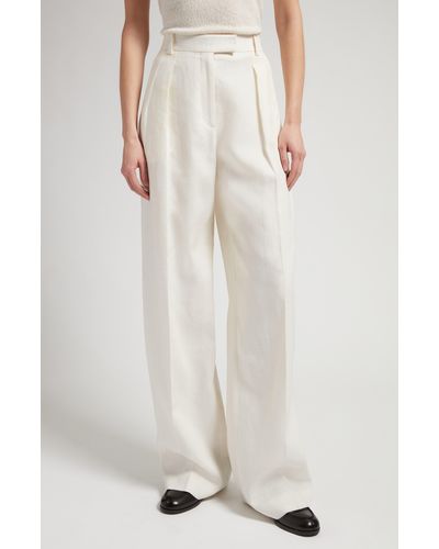 The Row Tonnie Tailored Linen Pants - White
