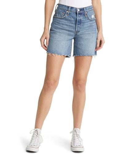 Levi's 501® Mid Thigh Cutoff Denim Shorts - Blue