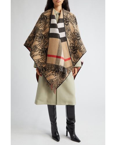 Burberry Equestrian Knight Wool Cape - Brown