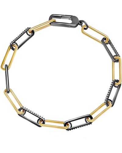 Crislu Two-tone Cubic Zirconia Paperclip Chain Bracelet - Metallic
