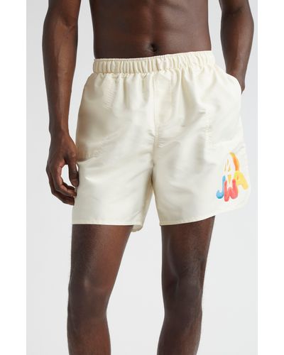 JW Anderson Logo Print Recycled Polyester Swim Trunks - Natural