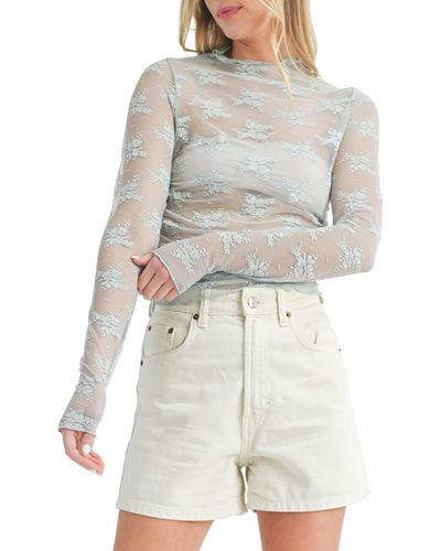All In Favor Lace Mesh Top In At Nordstrom, Size Medium - Multicolor