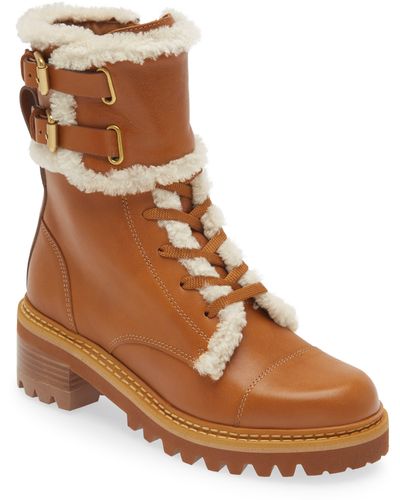 See By Chloé Mallory Genuine Shearling Boot - Brown
