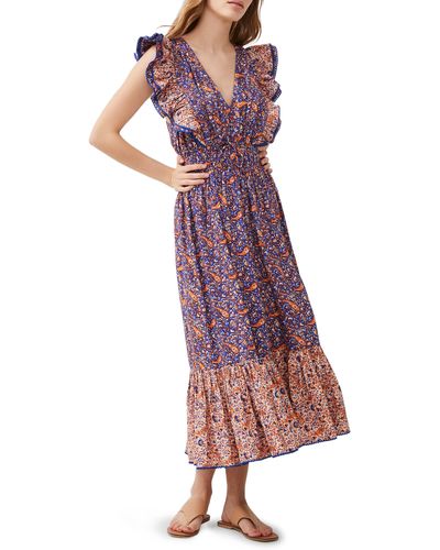 French Connection Anathia Blaire Mixed Print Cotton Blend Dress - Purple