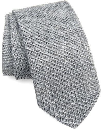 Thom Sweeney Linen Knit Tie - Gray