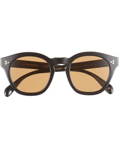 Oliver Peoples Boudreau La 48mm Round Sunglasses - Natural