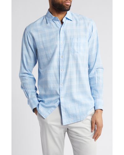 Peter Millar Solana Plaid Button-up Shirt - Blue