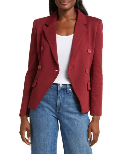 Gibsonlook Double Breasted Cotton Blend Blazer - Red
