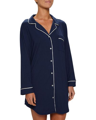 Eberjey Gisele Jersey Knit Sleep Shirt - Blue