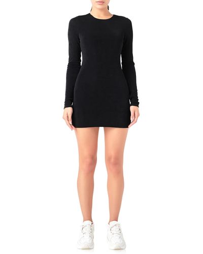 Grey Lab Long Sleeve Mini Sweater Dress - Black