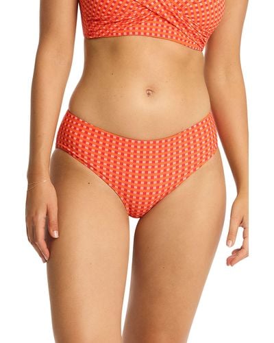 Sea Level Checkmate Mid Bikini Bottoms - Orange