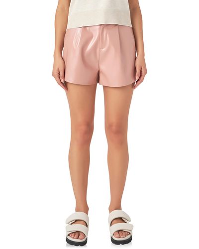 Grey Lab Shiny Faux Leather Shorts - Pink