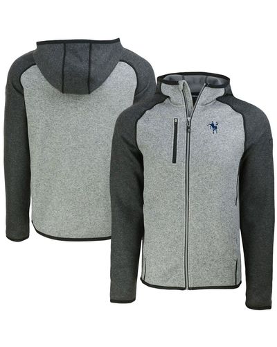 Cutter & Buck /heather Charcoal Indianapolis Colts Throwback Mainsail Sweater-knit Full-zip Hoodie At Nordstrom - Gray