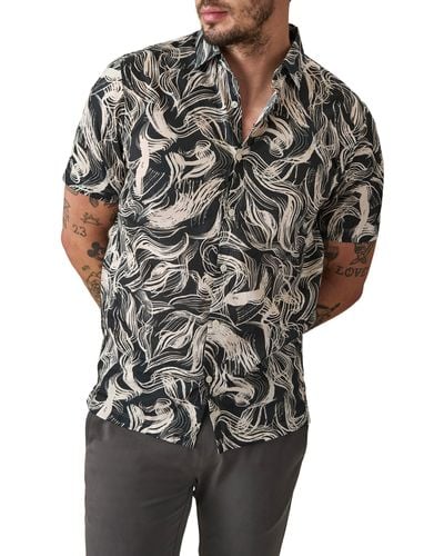 Good Man Brand Big On-point Short Sleeve Organic Cotton Button-up Shirt - Black