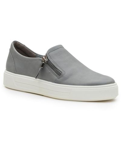 Ara Cayce Leather Zip Sneaker - Gray