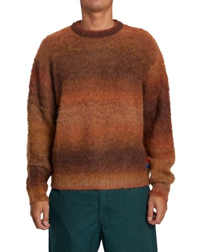 RVCA Spun Spirit Studio Ombré Fleece Crewneck Sweater - Brown