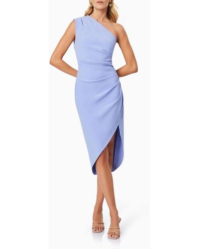 Elliatt Xara One-shoulder Asymmetric Crepe Cocktail Dress - Blue