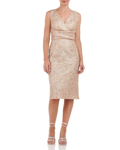 JS Collections Cassidy Sequin V-neck Cocktail Dress - Natural