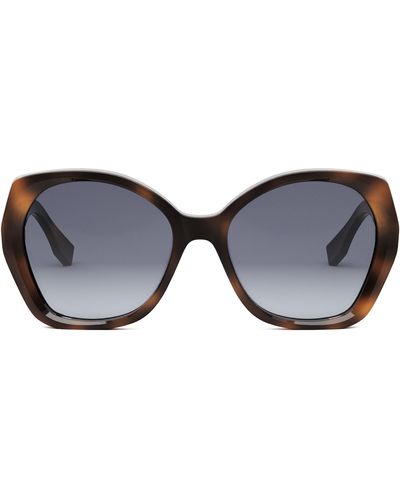 Fendi The Lettering 57mm Gradient Butterfly Sunglasses - Blue