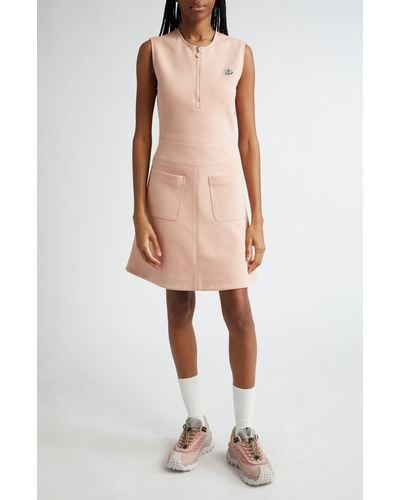 Moncler Sleeveless Cotton Blend Interlock Dress - Pink