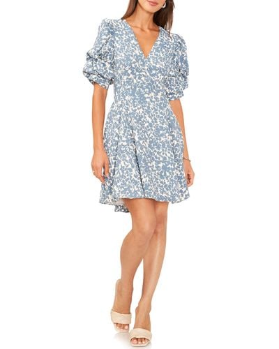 1.STATE Tiered Puff Sleeve Dress - Blue