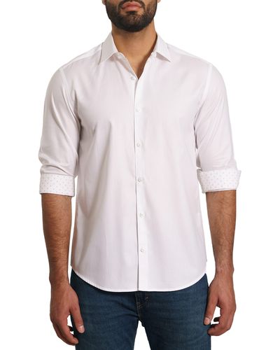 Jared Lang Trim Fit Solid Pima Cotton Button-up Shirt - White