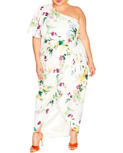 City Chic Bonnie Floral One-shoulder Dress - Multicolor